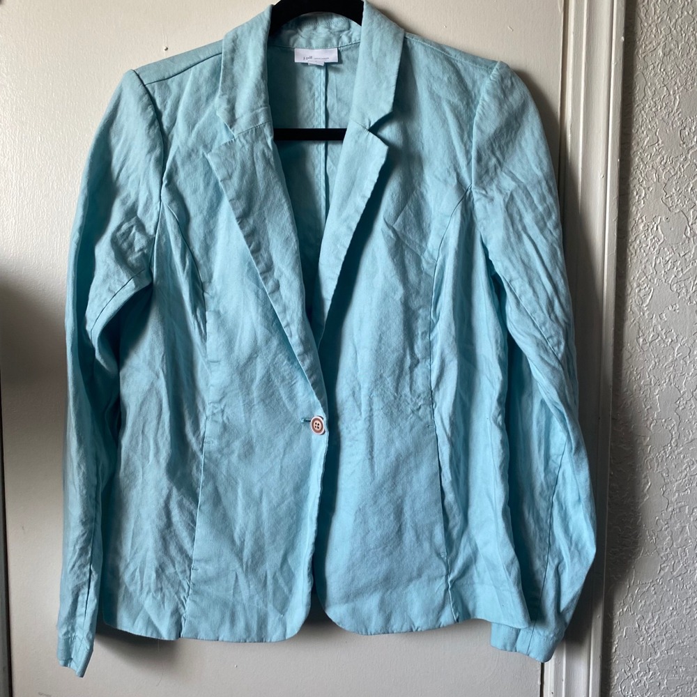 J. Jill Love Linen Mint Green Blazer Jacket Small Office Casual Summer